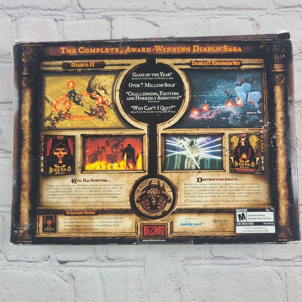 Diablo II Battle Chest (PC 2001) Wide Box 4 Disks Version Manual Expansion Set